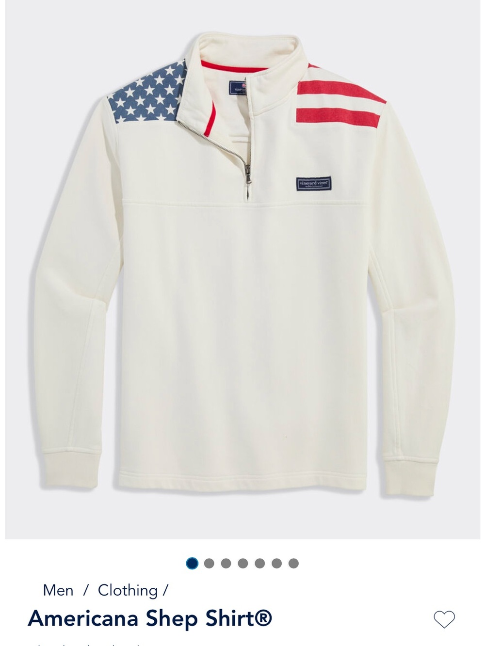 Vineyard Vines Cream Quarter‑Zip Pullover with Red & Navy Accents
